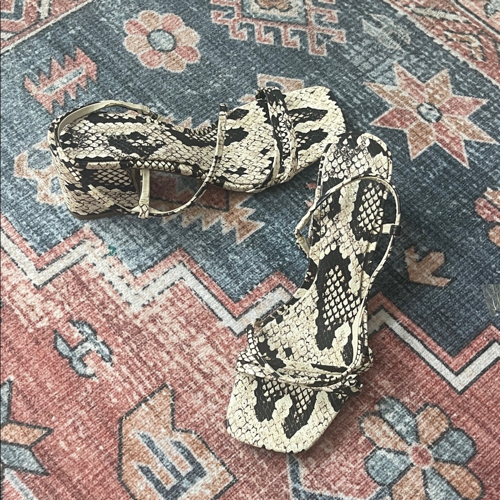 Zara Monochrome Snakeskin Patterned Heels